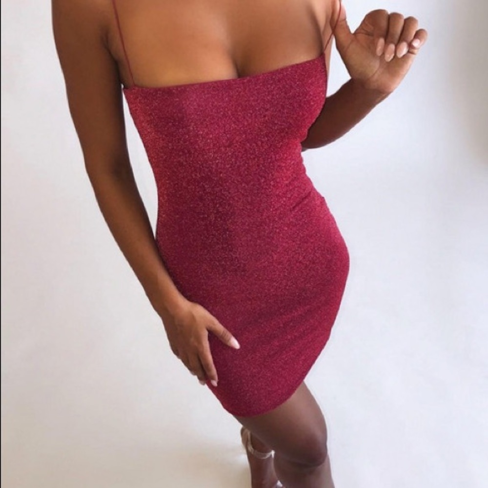 Mia Thin Strap Shimmer Dress - Candy Pink